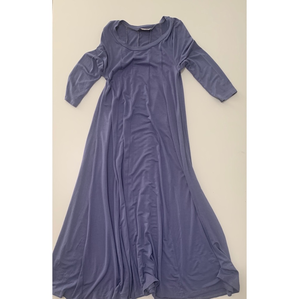 Sky Blue Mid-Calf Dress with Mid-Length Sleeves